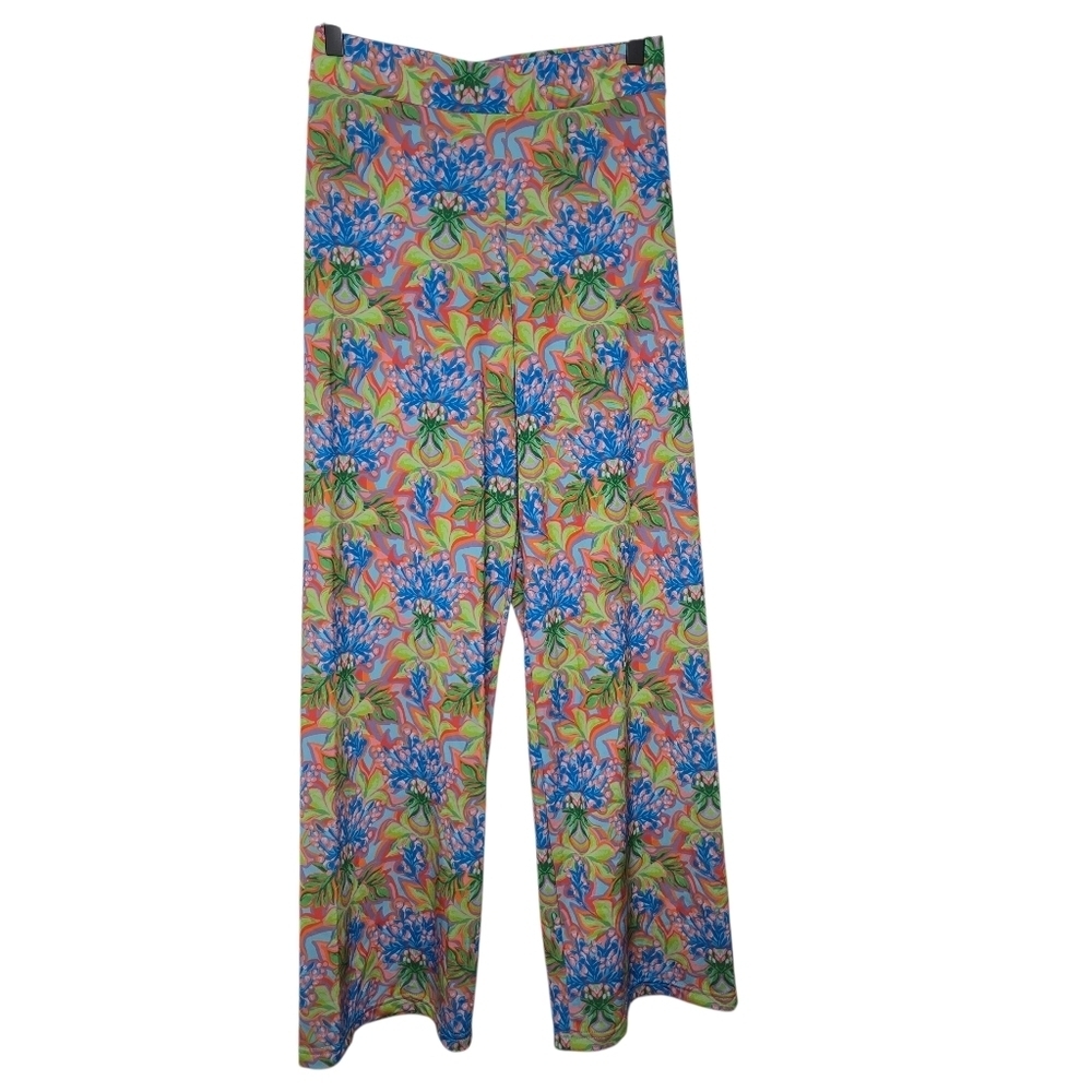 Haley & The Hound Womens Colorful Floral Print Jersey Pull On Flare Leg Pants XS